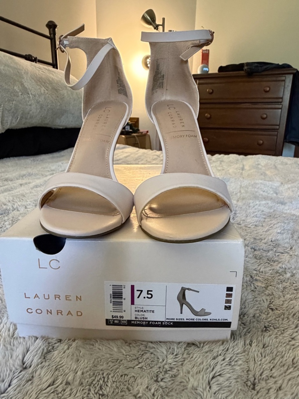 LC Lauren Conrad Blush Ankle-Strap Open-Toe Heels